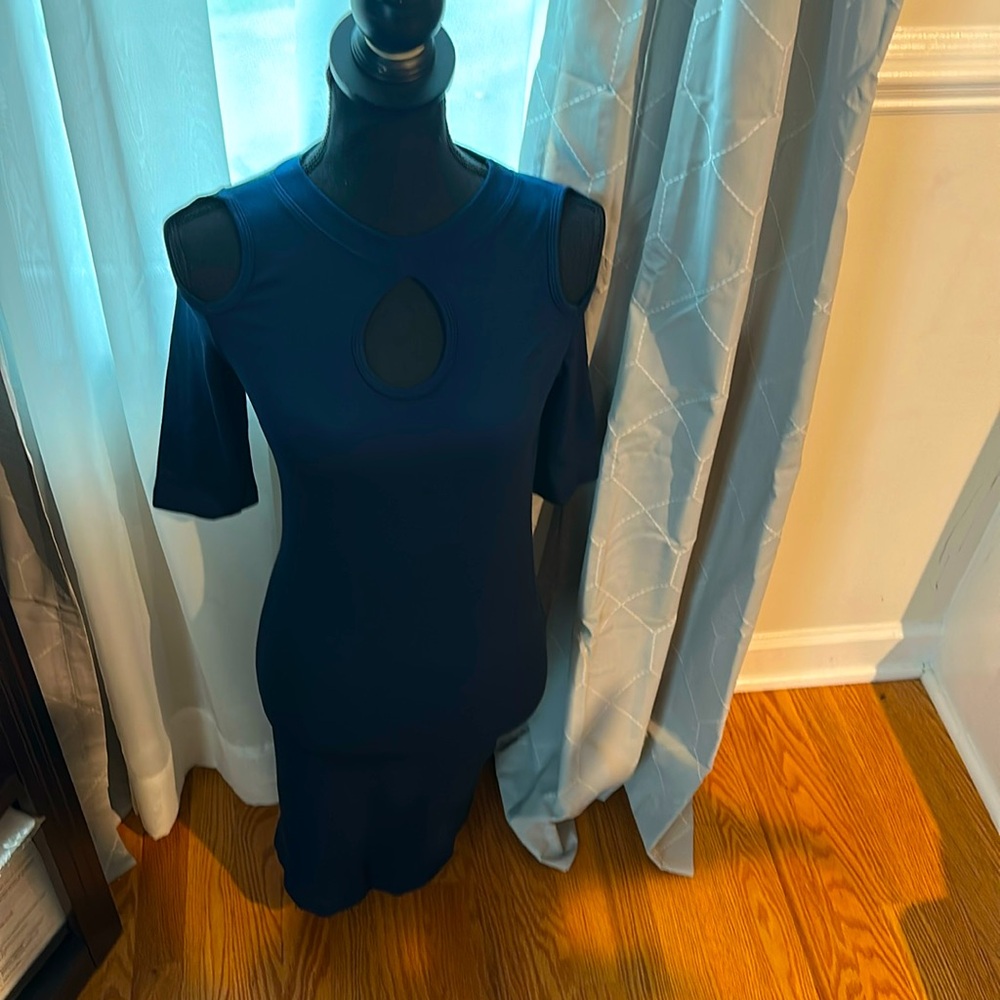 bebe Navy Cutout Half Sleeve Dress